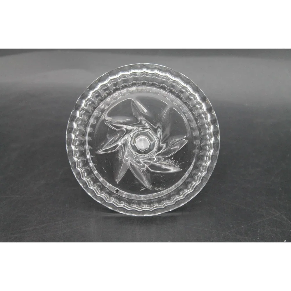 Vintage Clear Pressed Glass Ring Holder Starburst Jewelry Dish Vanity Tray
